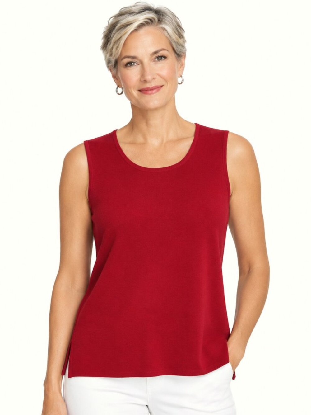 Ming Wang Red Sleeveless Knit Top